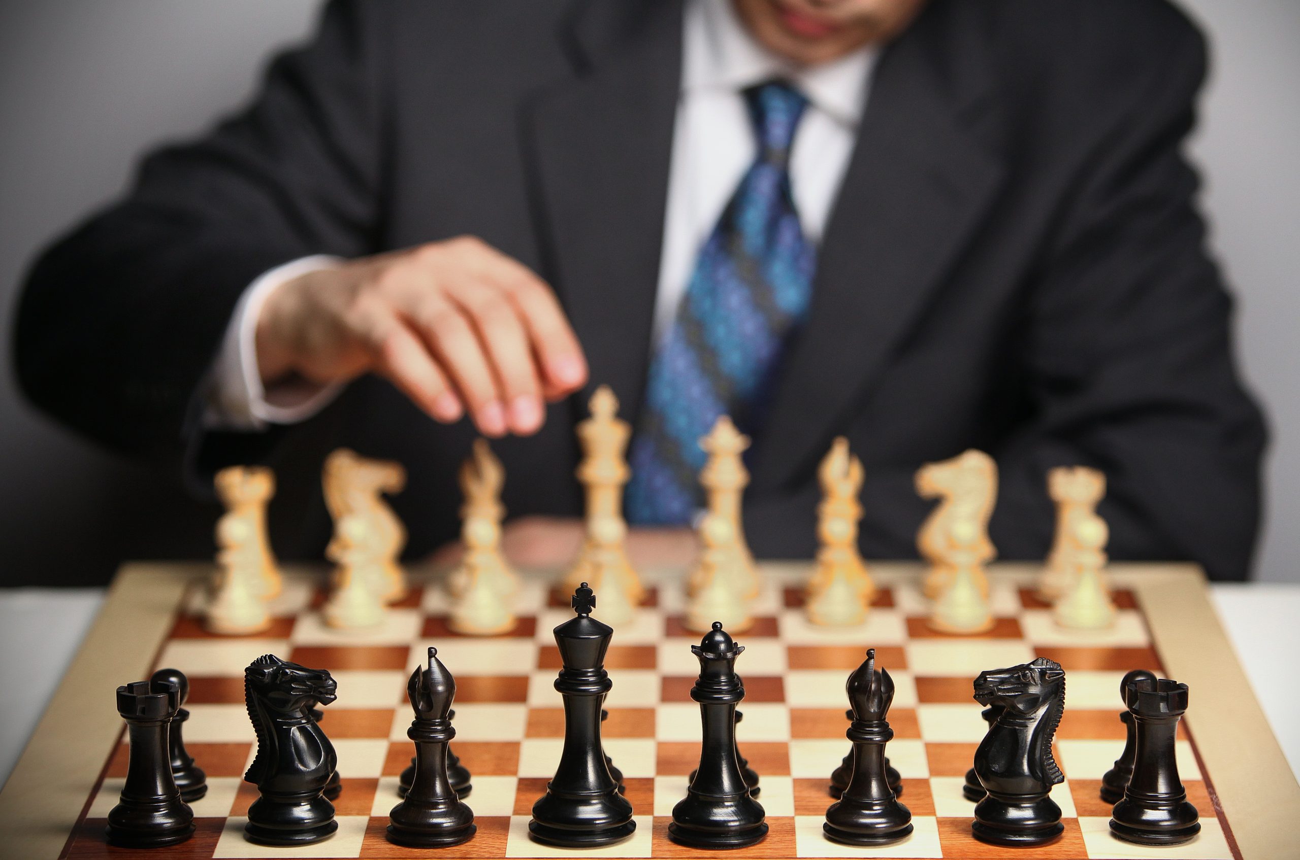 A man playing chess