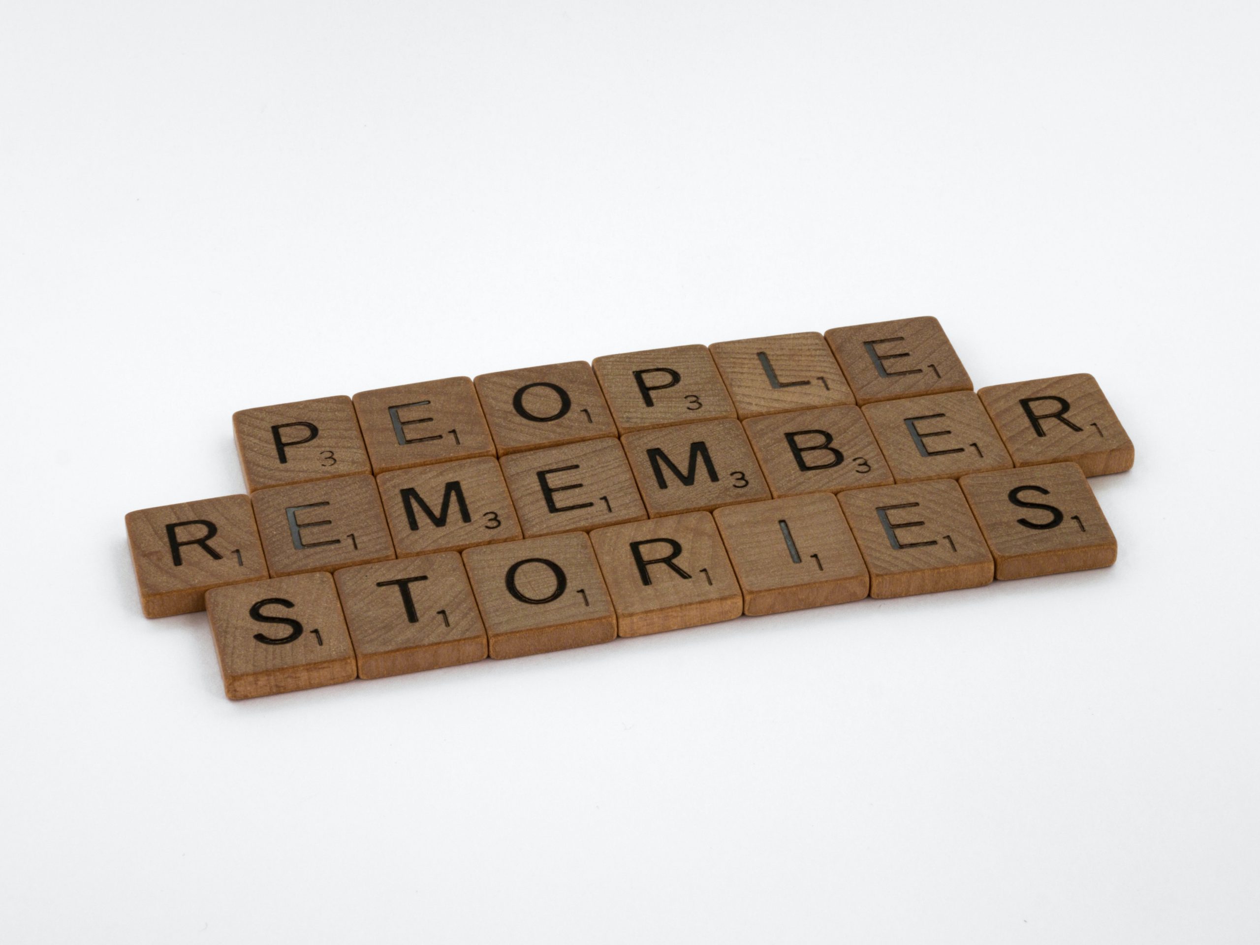 People remember stories word tiles.