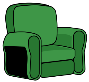 Clip art of a green recliner chair.