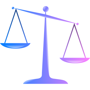Clip art of a scale being tipped to the right.