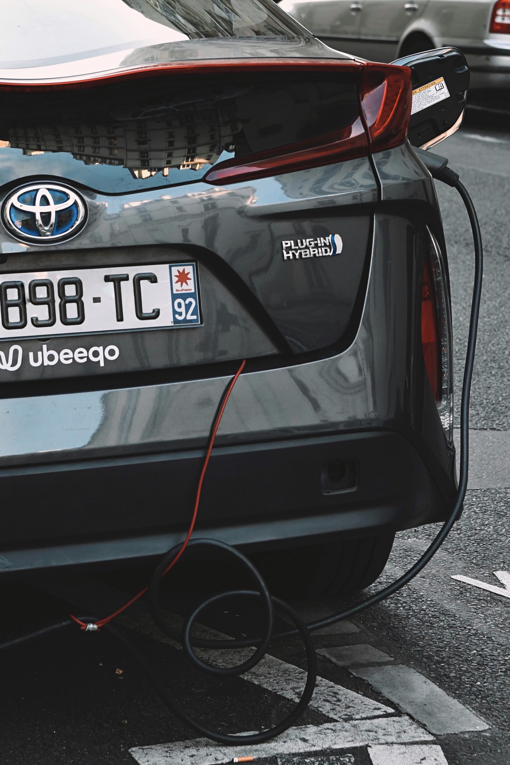 a black hybrid car