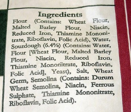 Picture of a written recipe ingredients list
