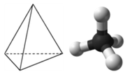 Tetrahedral structure of methane.