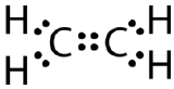 Shows the correct Lewis structure for ethene with the correct number of valence electrons and a double bond between the carbon atoms.