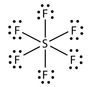 Lewis dot structure diagram for SF_6