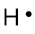 Lewis dot structure for hydrogen, the dot is placed to the right of the letter H