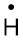 Lewis dot structure for hydrogen, dot placement is irrelevant so it is simply placed at the top of the letter H