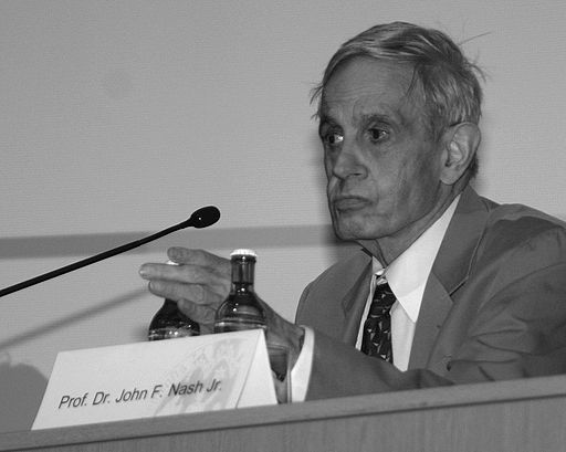 John Forbes Nash, American mathematician and winner of the Nobel Prize in Economics 1994, at a symposium of game theory at the university of Cologne, Germany