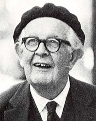 Photograph of Jean Piaget at the University of Michigan.