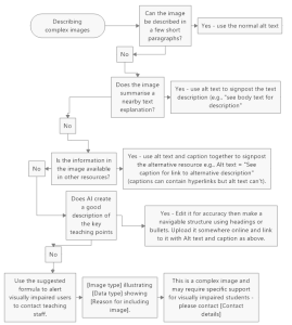 A flowchart outlining how to describe complex images
