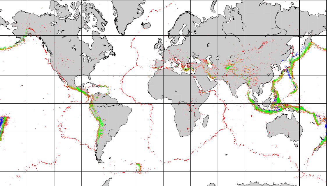 General distribution of global earthquakes