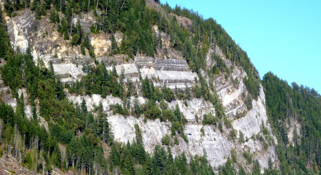 Figure 21.12 The Carboniferous Mt. Mark Formation on Vancouver Island is part of the Wrangellia Terrane, which arrived on the edge of North America during the Cretaceous. [SE]