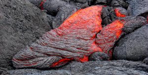 Figure 3.3 Magma forming pahoehoe basalt at Kilauea Volcano, Hawaii [SE]