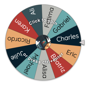 Spin to select a random name from the wheel.
